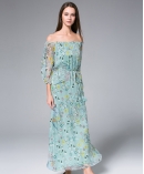 Floral-Print silk crinkle maxi dress